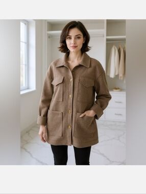 Women's Banana Republic Brown Button-Up Shacket Jacket